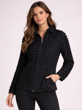 TanJay Petites Black Top with Subtle Texture